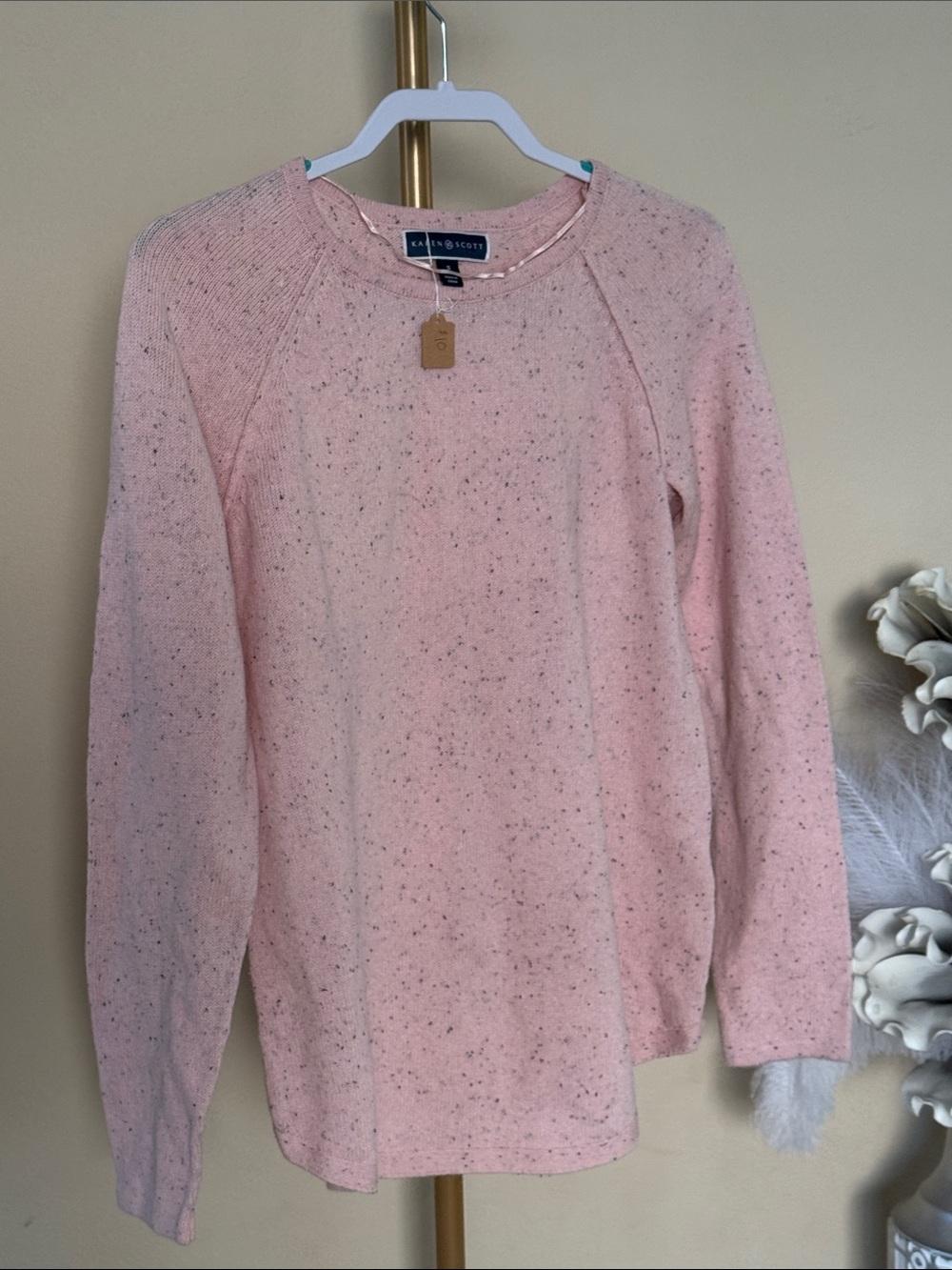 Karen Scott Light Pink Speckled Crewneck Sweater